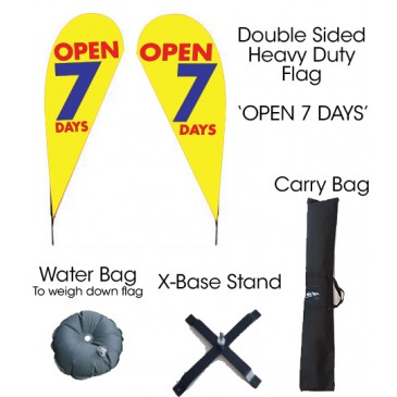 TEARDROP FLAG KIT - OPEN 7 DAYS